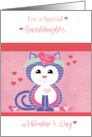 Granddaughter for Valentines Day with Kitten and Hearts Pink Red card
