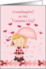 Granddaughter Showers for Valentines Day with Girl and Umbrella card