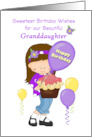 Granddaughter Sweetest Birthday with Balloons Girl Purple and Yellow card