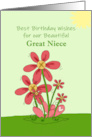 Great Niece Best Birthday Wishes Flowers Sun Grass card