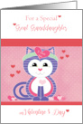 Great Granddaughter for Valentines Day with Kitten and Hearts Pink Red card