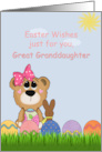 Great Granddaughter Easter Girl Bear With Colored Eggs card