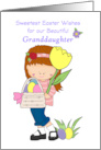 Granddaughter Easter Wishes with Basket Eggs and Tulip card
