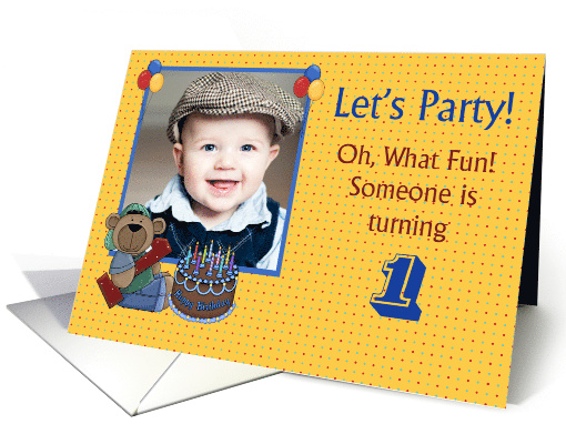 1st Birthday Party Invitation, Bear with Balloons card (1293270)