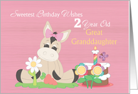 2 Year Old Sweetest Great Granddaughter Birthday, Donkey, Pink card