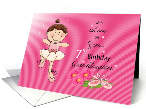 Granddaughter 7th Birthday, ballerina,pink card (1302318)