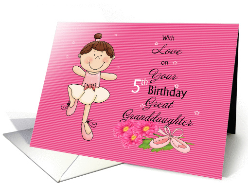 Great Granddaughter 5th Birthday, ballerina,pink card (1302344)