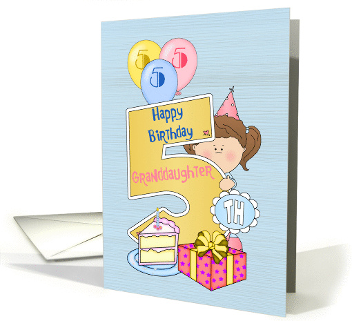 5th Birthday Granddaughter, Balloons, Big 5 on Blue card (1302864)