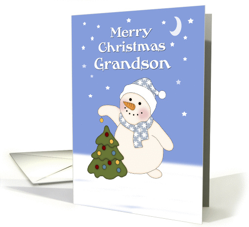 Grandson Merry Christmas, Snowman card (1326668)