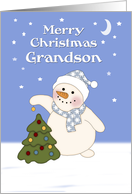 Grandson Merry Christmas, Snowman card