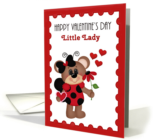 Happy Valentine's Day Little Lady, Bear ladybug card (1352048)