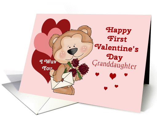 Granddaughter First Valentine's Day, Bear card (1353282)