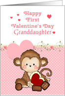 Granddaughter First Valentine’s Day, Monkey card