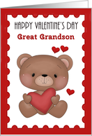 Great Grandson, Happy Valentine’s Day, Bear with Hearts card