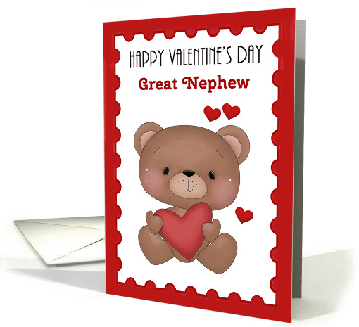 Great Nephew, Happy Valentine's Day, Bear with Hearts card (1353310)
