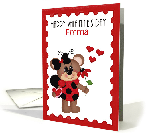 Personalized Happy Valentine's Day, Bear ladybug card (1353314)
