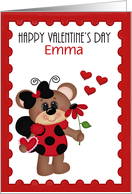 Personalized Happy Valentine’s Day, Bear ladybug card