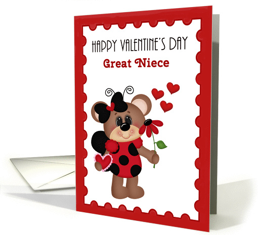 Great Niece Happy Valentine's Day, Bear ladybug card (1353326)