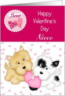 Niece Happy Valentine’s Day, Puppies card