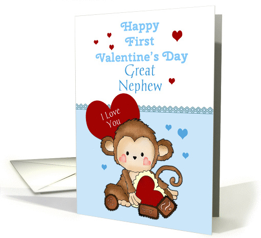 Great Nephew First Valentine's Day, Monkey card (1353846)