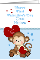 Great Nephew First Valentine’s Day, Monkey card