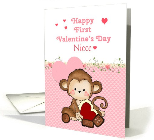 Niece First Valentine's Day, Monkey card (1353882)