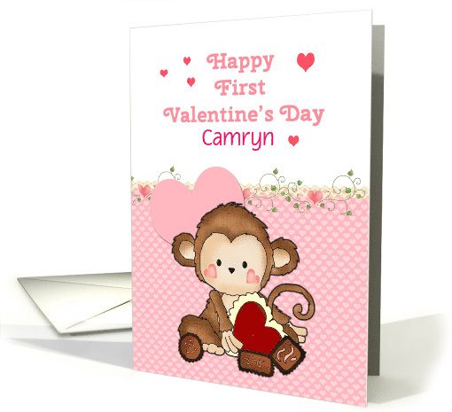 Personalized First Valentine's Day, Monkey card (1353884)