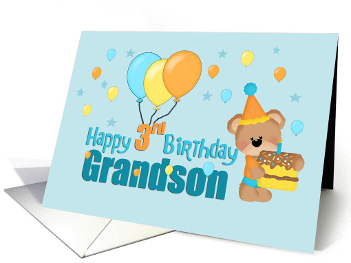 Grandson 3rd Birthday Bear card (1355388)