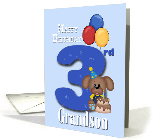 Grandson 3rd Birthday Puppy card (1355402)