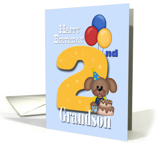Grandson 2nd Birthday Puppy card (1356070)
