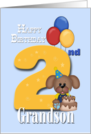 Grandson 2nd Birthday Puppy card