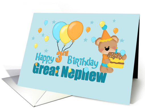 Great Nephew 3rd Birthday Bear card (1357782)