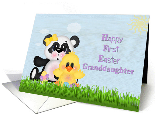 Happy First Easter, Granddaughter, Panda and Chick card (1358900)