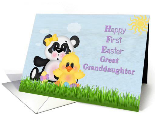 Happy First Easter, Great Granddaughter, Panda and Chick card