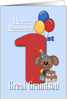 Great Grandson 1st Birthday Puppy card