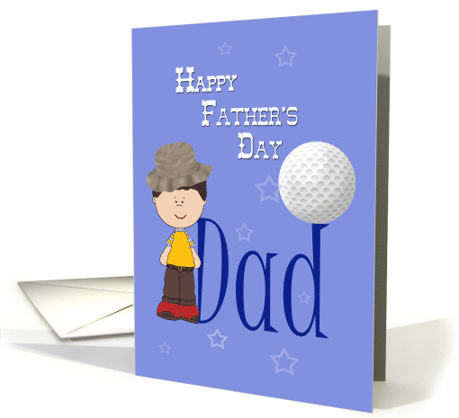 Dad Father's Day with Boy Golf Ball and Blue Background card (1384380)