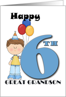 Great Grandson 6th Birthday, Boy, balloons card