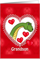 Grandson Valentine, Red with Dinosaur and Hearts card