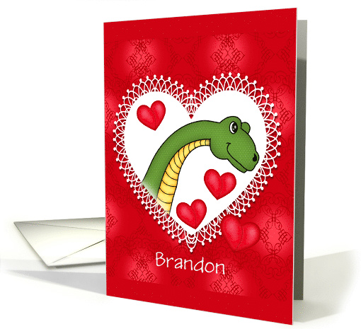 Custom Valentine, Red with Dinosaur and Hearts card (1558618)