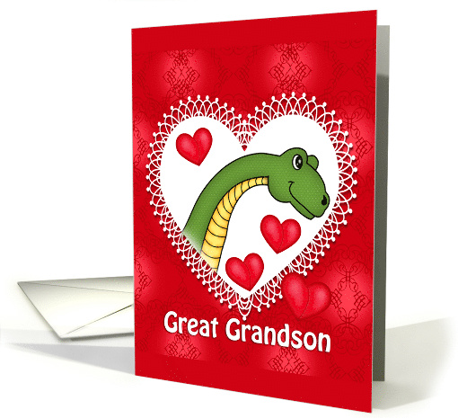 Great Grandson Valentine, Red with Dinosaur and Hearts card (1558620)