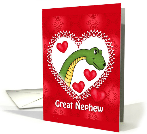 Great Nephew Valentine, Red with Dinosaur and Hearts card (1558622)