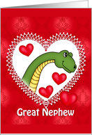 Great Nephew Valentine, Red with Dinosaur and Hearts card