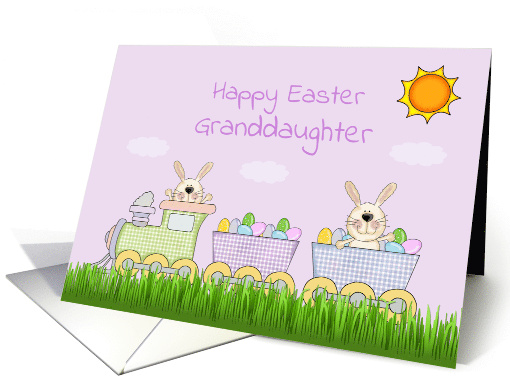 Granddaughter Happy Easter Egg Train Bunnies card (1564000)