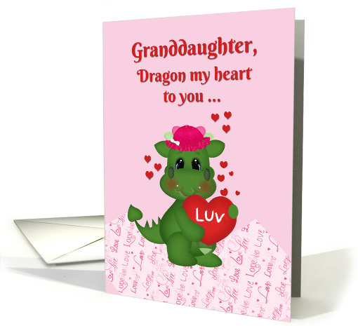Dragon Valentine Granddaughter, pink card (1596352)