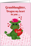Dragon Valentine Granddaughter, pink card