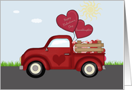 Granddaughter Truckload of Valentines, Red Truck, hearts card