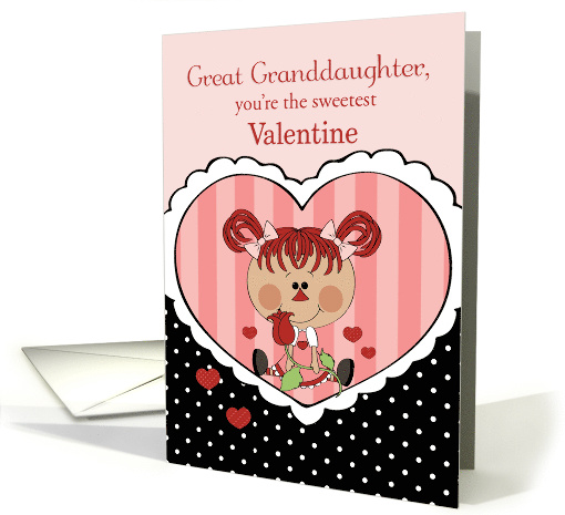 Sweetest Great Granddaughter Valentine with Red, Pink, Black card