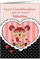 Sweetest Great Granddaughter Valentine with Red, Pink, Black card