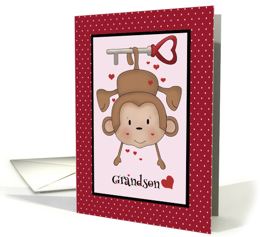 Grandson Valentine with Monkey hanging from a Key, red card (1598674)