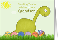 Sending Easter Wishes to Grandson, Brontosaurus card